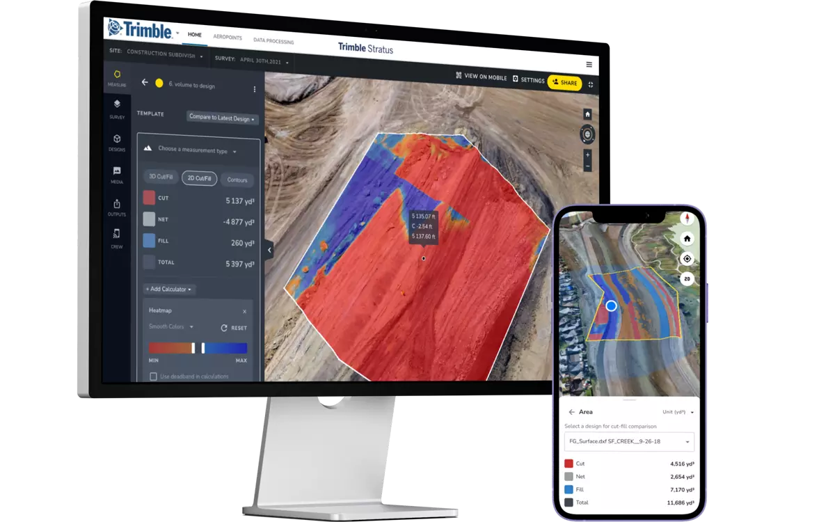 Trimble Stratus on monitor and phone